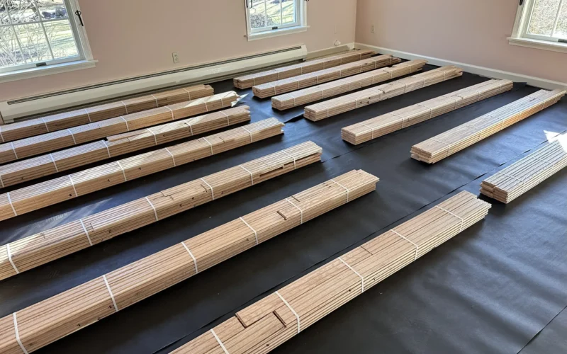 Material Acclimation & Preparation by Wc Floors Hardwood floor installation progress in New Jersey home