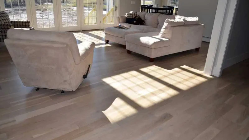 Unfinished White Oak Hardwood Floors Planks Installation in a Living room by Wc Floors New Jersey hardwood floor installation using premium materials