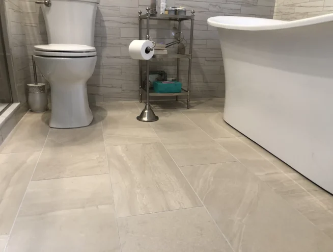Bathroom tile installation on floors and walls completed by WC Floors