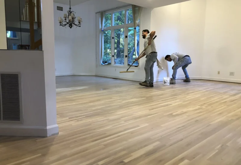 WC Floors Team Applying Premium Finish Coating in New Jersey WC Floors team applying Premium Finish Coating in New Jersey