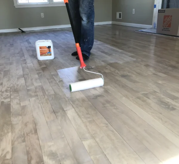 WC Floors Team Applying Loba Finish in Rockaway, New Jersey WC Floors team applying Loba finish on hardwood floors in Rockaway, New Jersey
