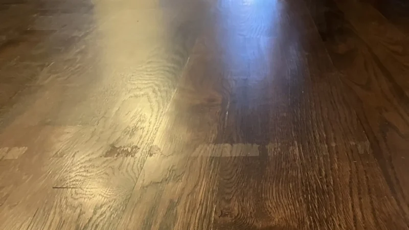 Blue Tape Damage On The Hardwood Floor After The Applied Finish Blue Tape Damage On The Hardwood Floor After The Applied Finish