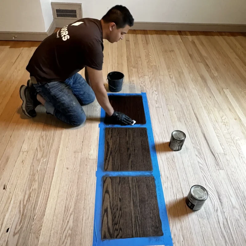 stain samples on hardwood floors by Wc Floors stain samples on hardwood floors by Wc Floors